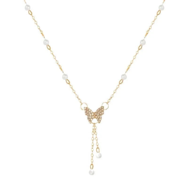Fashionable and Versatile, Personalized Women's Butterfly Pearl Chain