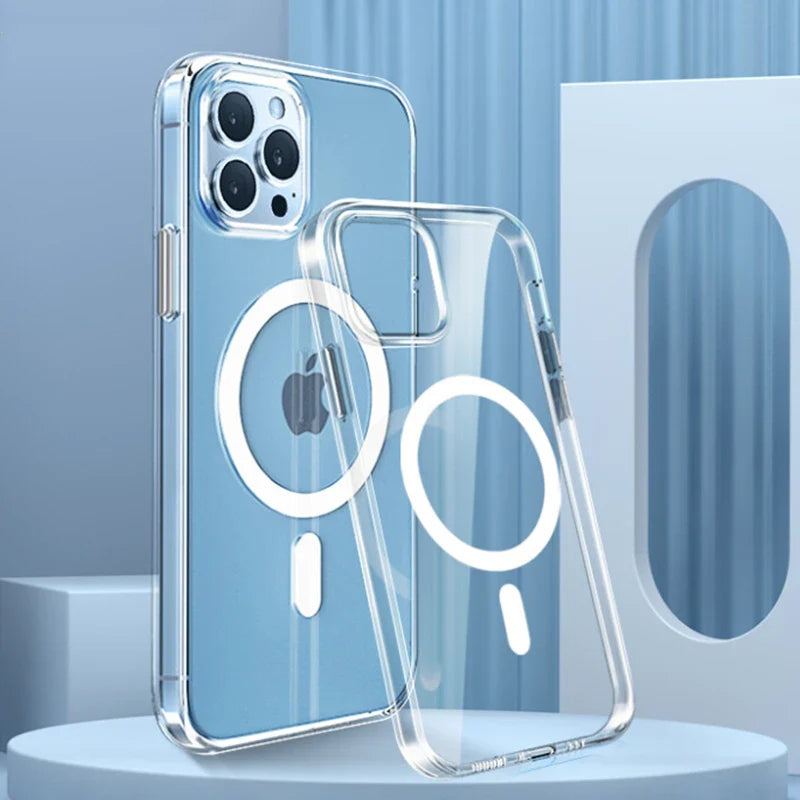 Magnetic Clear Case for iPhone 17 16 15 14 13 11 12 Pro Max Plus Transparent Case Wireless Charge Cover Compatible With Magsafe