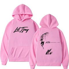 Male and female rapper Lil Tjay graphic hooded Destined 2 Win music album sweatshirt