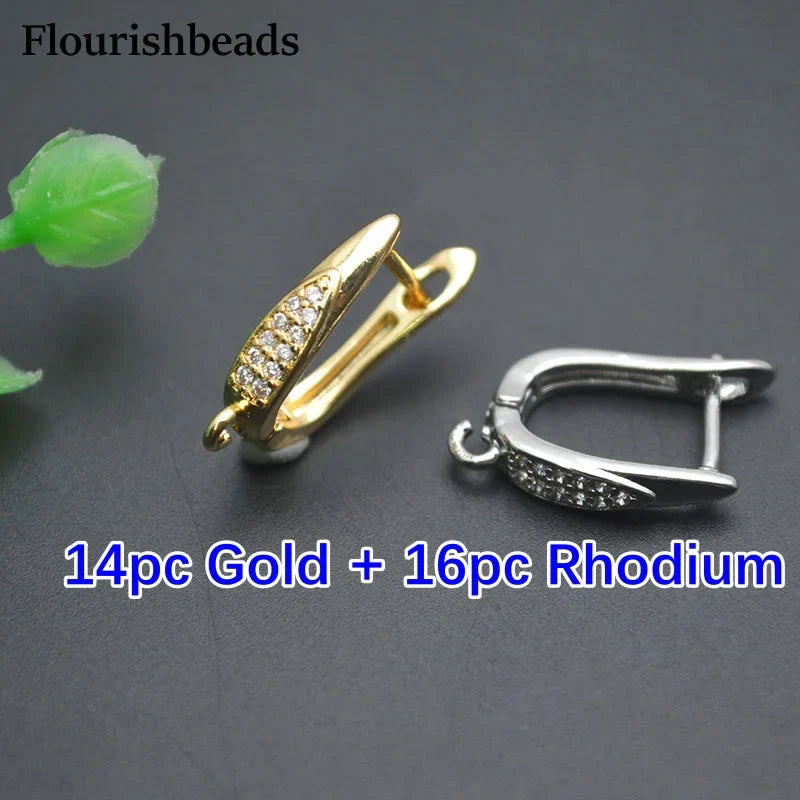 Nickle Free Anti-rust Real Gold Plating Metal Earring Hooks Women Jewelry Making Components 30pieces