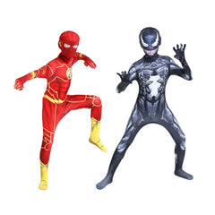 Kids Flash Man Costume Boys Cosplay Headgear Mask Set New Year Carnival Party Superhero Fancy Dress