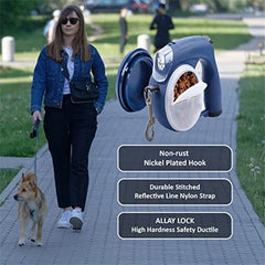 Retractable Dogs Leash Walking Leash with Light, Water Cups and Bags Holder