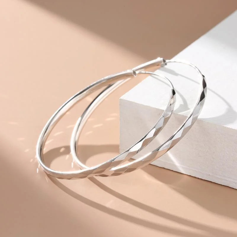 Senlissi - 925 Sterling Silver Hoop Earrings For Women 18K Gold Plated Jewelry Dazzling Women's Hoops Earrings Christmas Gifts