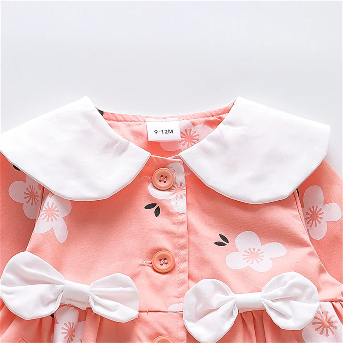Spring And Autumn Baby Jacket Children'S Long Sleeved Clothing Little Girl Sweet Flower Bow Collar Cotton Windbreaker
