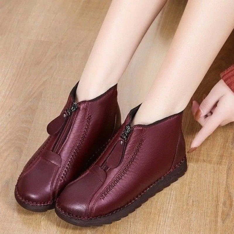 Winter Women Ankle Boots Fashion Warm Mother's Boots Flat-Bottom Comfortable