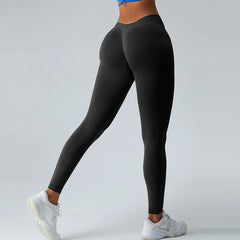 V Back Sport Leggings Female Train Gym Pants Woman Running Workout Leggings