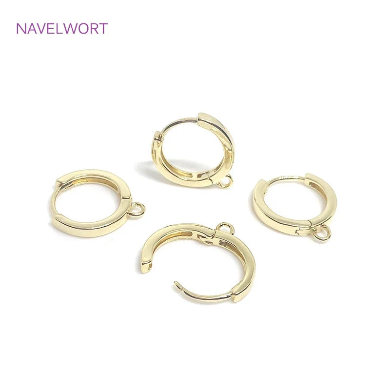 14K Gold Plated Brass Earrings Hooks Round Hoop Earrings,Earring Fixtures,Fasteners For Earrings,DIY Earring Making Accessories