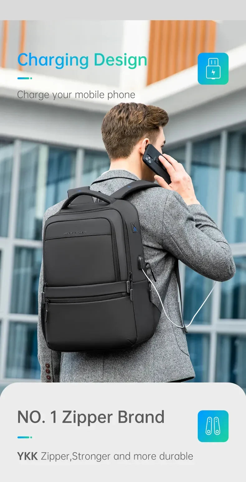 MARK RYDEN Multi Layers Men's Backpack Fits 15.6inch Laptop Water Repellent Backpacks for Students