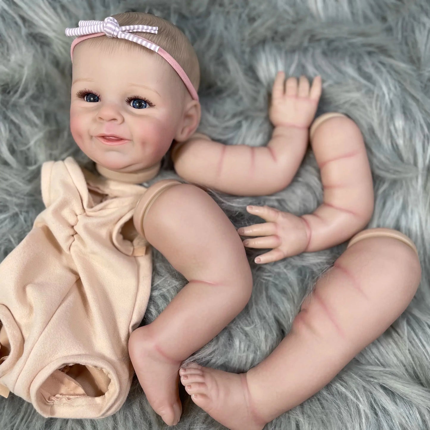 21 Inch Painted Reborn Doll Kit Shaya With Blue Eyes and Eyelashes 3D Skin Visible Veins Doll Mold Parts With Cloth Body