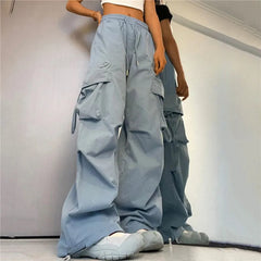 Cargo Pants Women Streetwear Loose Wide Leg Pants Harajuku Vintage Solid Baggy