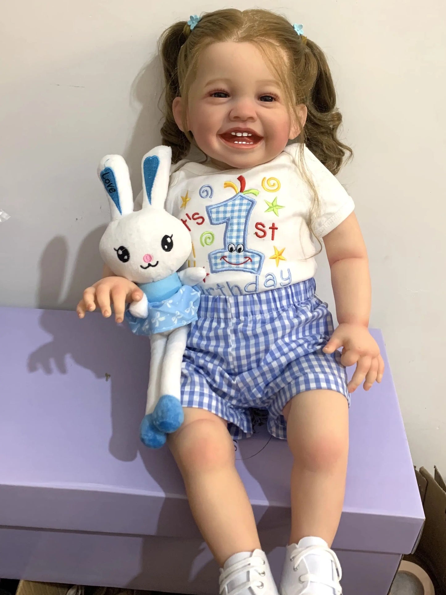 BZDOLL 60 CM 3D-Paint Skin Cloth Body Silicone Reborn Doll Baby Girl Blood Vessels Bebe Lifelike Art Hand Made Smile Toddler