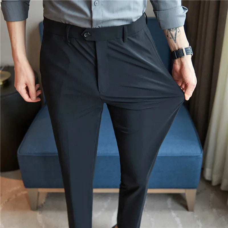 Men Pants Summer Thin Fashion Casual Suit Pants Men's Business Formal Straight
