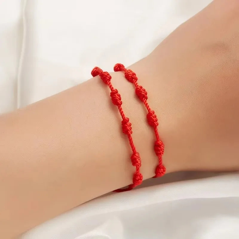 2/200Pcs 7 Knots Red String Couple Bracelet Women Men Lucky Amulet Handmade Rope Friendship Wristband Jewelry Gifts Accessory