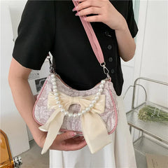 Pearl Female Bag Retro Luxury Designer Handbag Bow Crossbody Bags Fashion