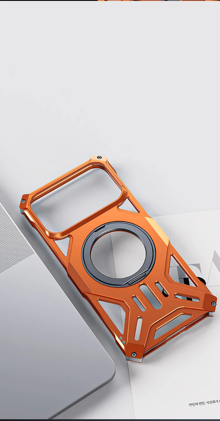 Metal Hollow Heat Dissipation Case For iPhone 17 Pro Max Magnetic Aluminum Alloy 360 Rotating Ring Holder Bracket Stand Cover