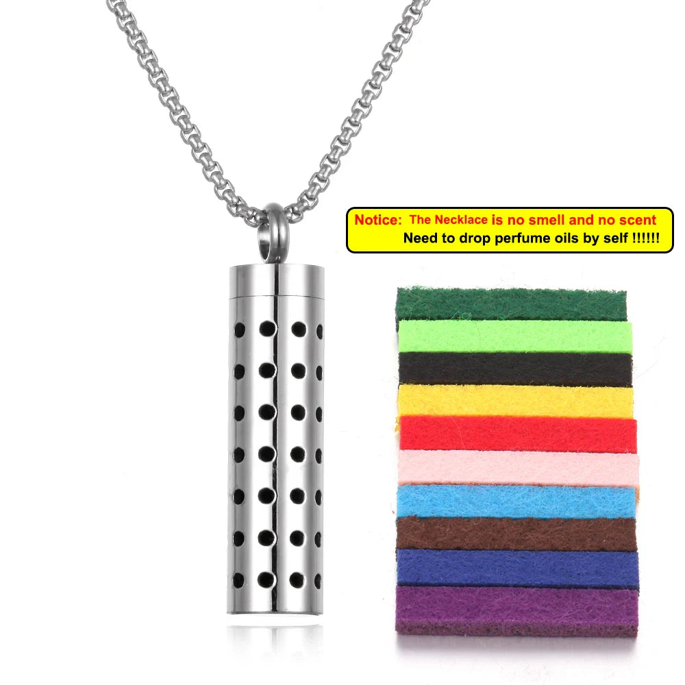 Long Strip Stainless Steel Aromatherapy Necklace Perfume Diffuser Essential Oil Diffuser Pendant Necklace Jewelry Accessories