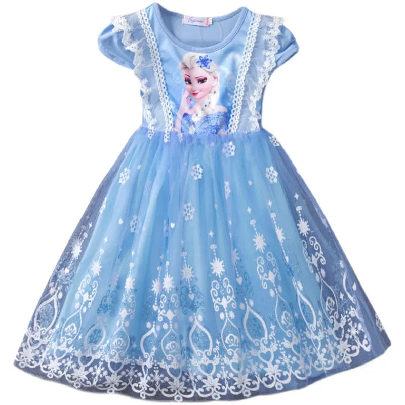 Girls Clothes Summer  Flying Sleeve Kids Dress Party Baby Dresses