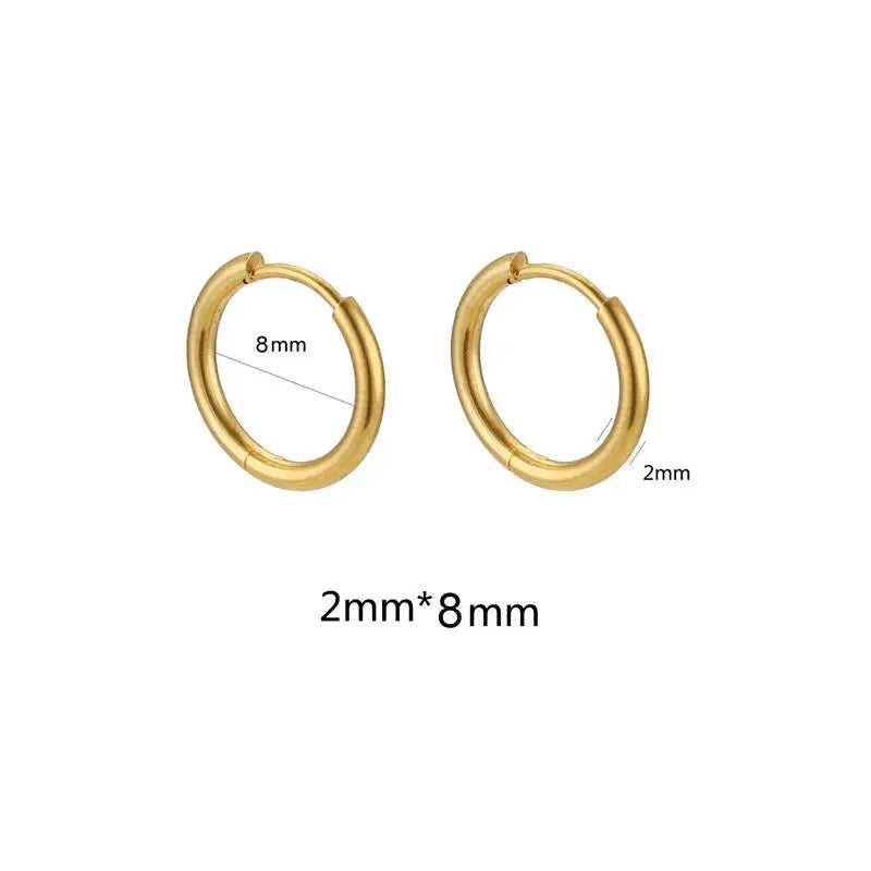 10pcs Stainless Steel Small Hoops Earring Piercing Ear Cartilage 8-20mm Women Men Stainles Steel Round Circle Pendientes