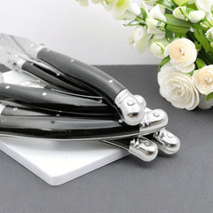 9'' Laguiole Steak Knives Set Serrated Triple Rivet Ergonomic Handle Stainless Steel