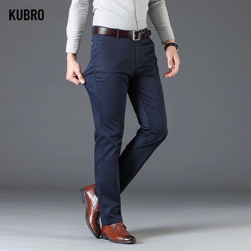 Clothing Men's Straight Fit Suit Pants Men Spring Autumn Business Stretch ArmyGreen