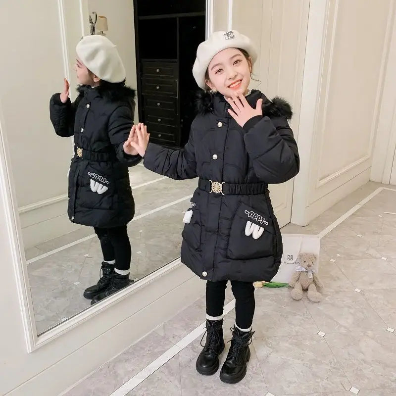 Baby Girl Winter Jacket Cute Coats Old Warm Hooded Parka Windproof Children's Clothing