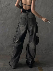 Women Baggy Y2K Goth Cyber Punk Denim Pants Cargo Pants Mom Jeans