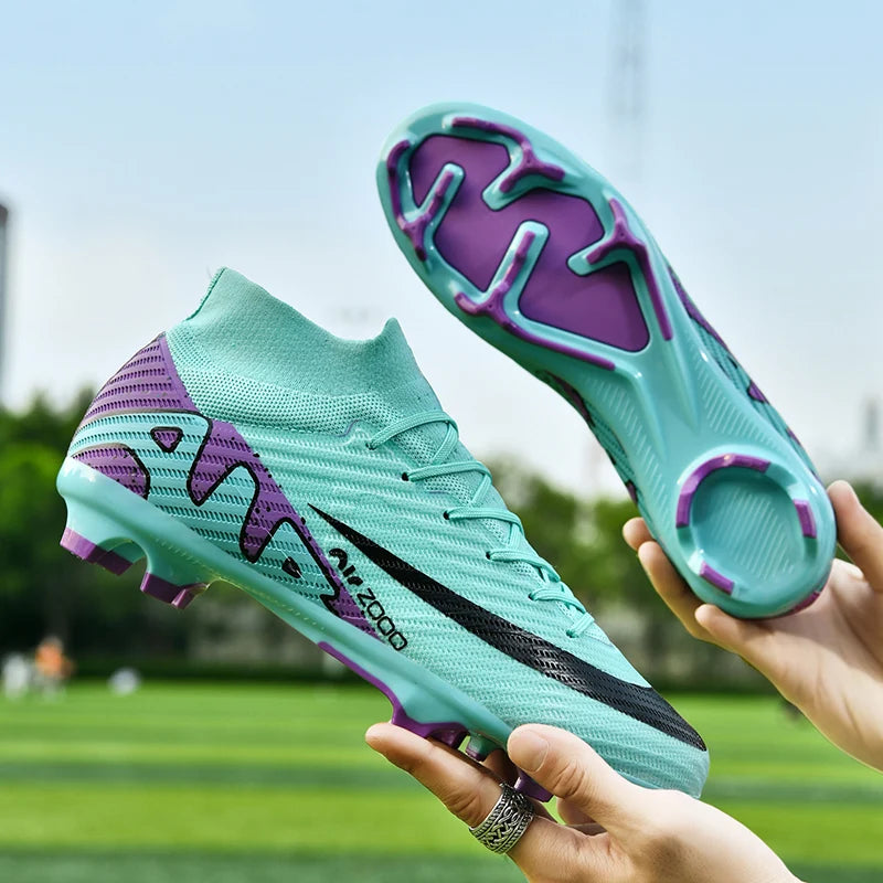 Men Light Soccer Shoes Ankle Football Field Boots Outdoor Non-slip Grass