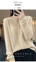 Wool Cardigan Womens Clothing O-neck Sweater Mujer Long Sleeve Tops Knitwears