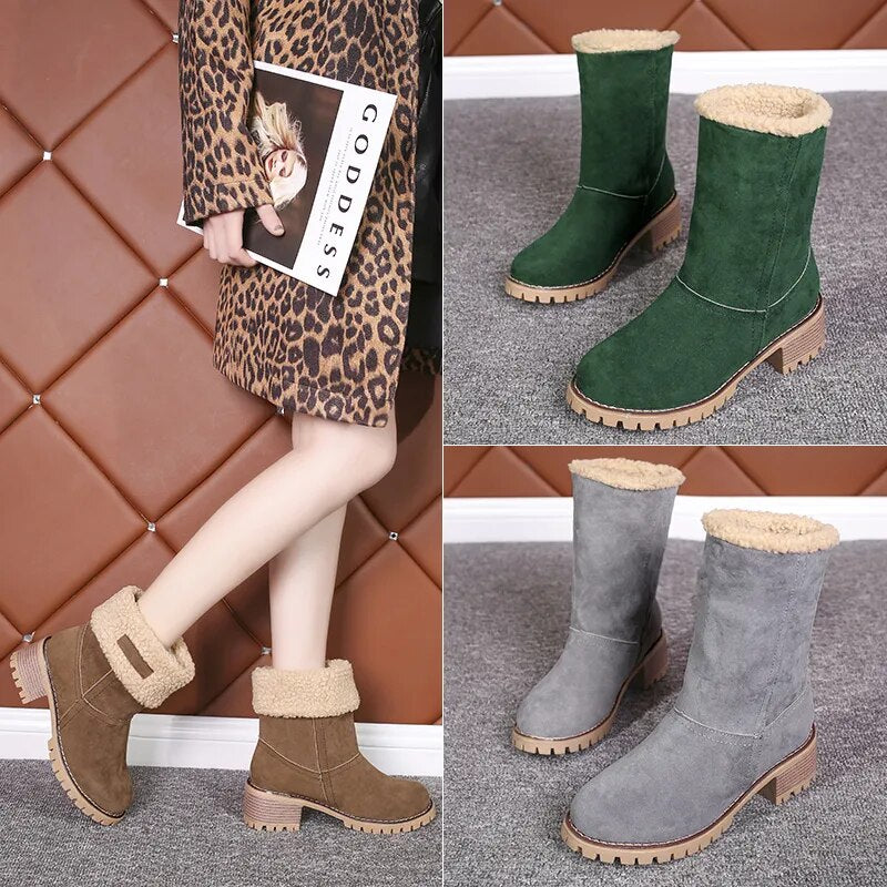 Winter Boots Women Fur Warm Snow Boots Ladies Warm Wool Booties Ankle Boot