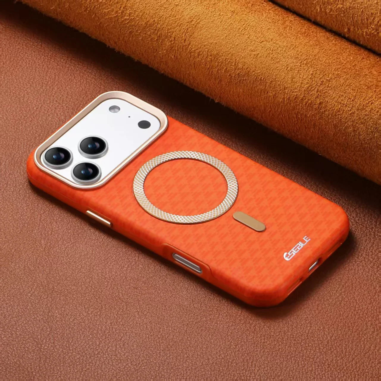 Leather Magnetic Phone Case For iPhone 17 16 15 14 13 Pro Max 17Pro 17Air Metal Lens Button Bumpe Cover