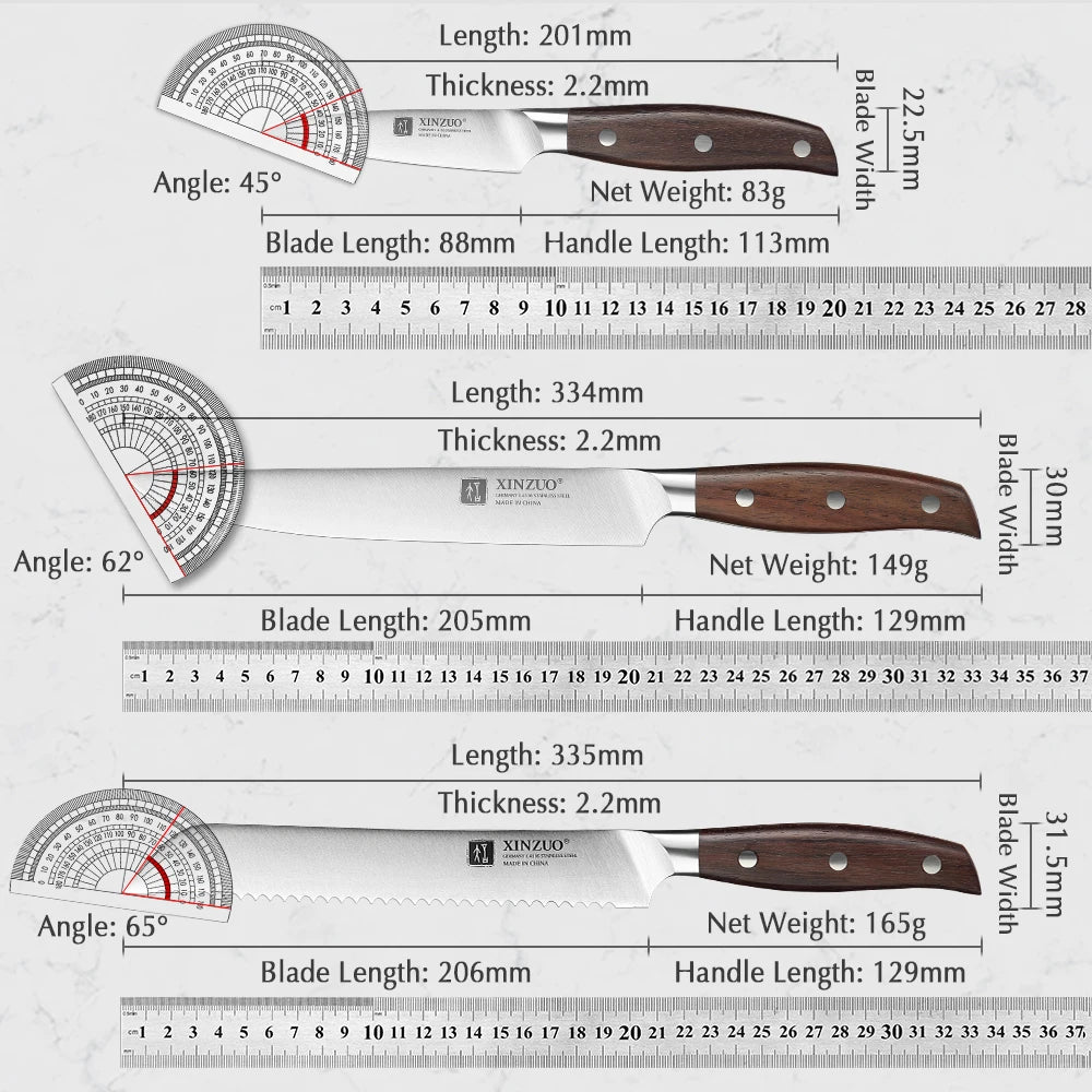 Kitchen Tools 6 PCS Kitchen Knife Set of Utility Cleaver Chef Bread Knife