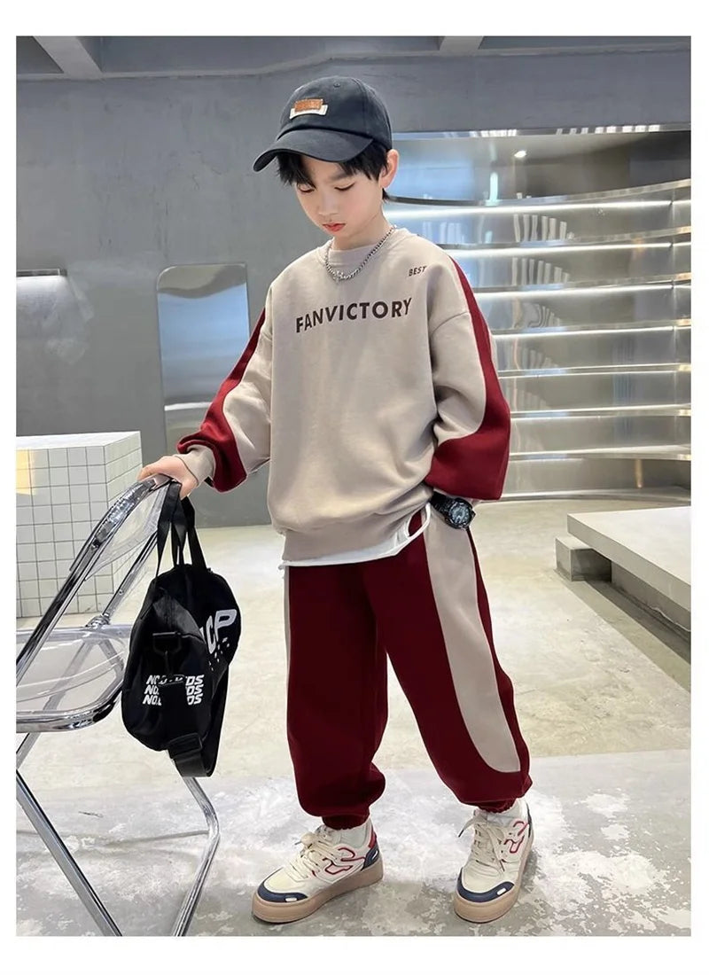 Boys Prints Letter Sets Children Spring Fashion Clothes Suits Kids Casual Sweatshirts+Pants 2Pcs Simplicity Autumn Outfits