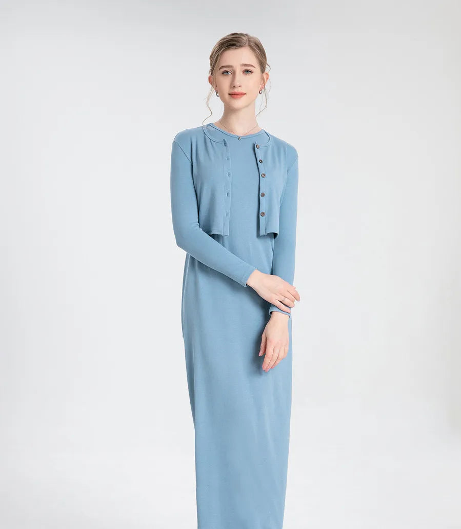 summer woman clothes cardigan Ankle Length maxi dress nature fiber
