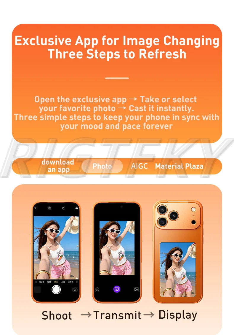 For IPhone 17 Pro Max 17Pro 17 E-ink Mobile Phone Cases Screen Image Ai NFC technology Transmission DIY No Battery Tech Cover