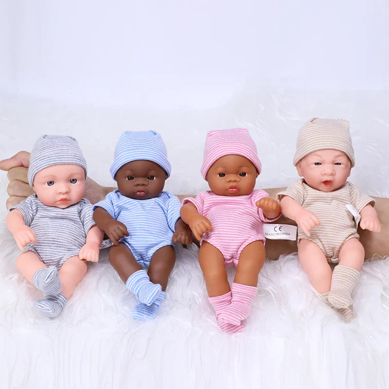20cm 7inch Mini Reborn Dolls Vinyl Brown Skin Full Body Baby Doll Lifelike Soft Reborn Toddler Doll Baby Doll For Girls Toys