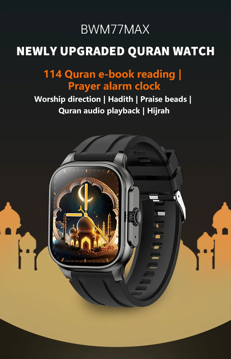 LIGE New MUSLIM Smart Watch with Qibla Pointer Voice Prayer 400mAh Battery Sport Bluetooth Call 2.01" HD Display Smartwatch Men