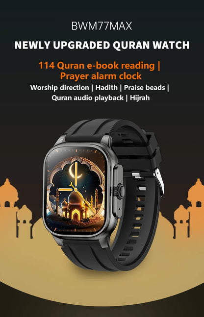 LIGE New MUSLIM Smart Watch with Qibla Pointer Voice Prayer 400mAh Battery Sport Bluetooth Call 2.01" HD Display Smartwatch Men