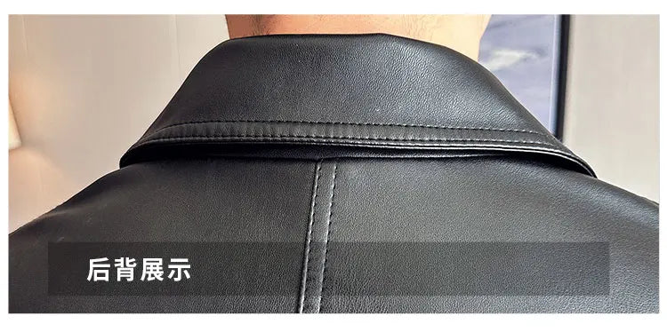 Men Bomber Leather Jacket Anti-wind Lapel Solid Casual Slim Fit Jacket