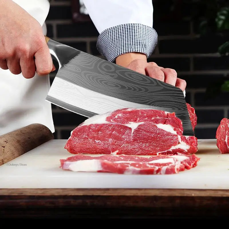 Kitchen Butcher Knives Laser Damascus Professional Japanese Chef Knife Stainless