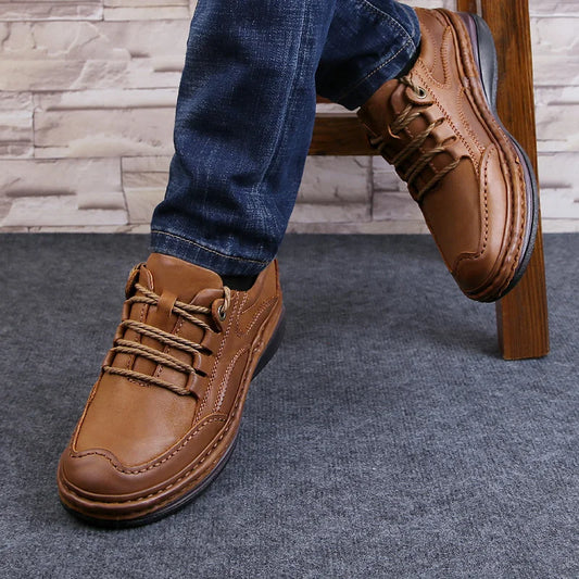 Men Genuine Leather Shoes Business Formal Shoes Breathable Sneaker