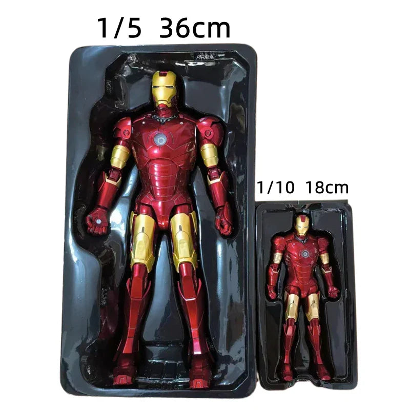 ZDTDS Original 1/5 36CM Iron Man MK50 MK3 LED lighting 10th Anniversary Memorial Collect Tony Stark Model Action Figure Gift