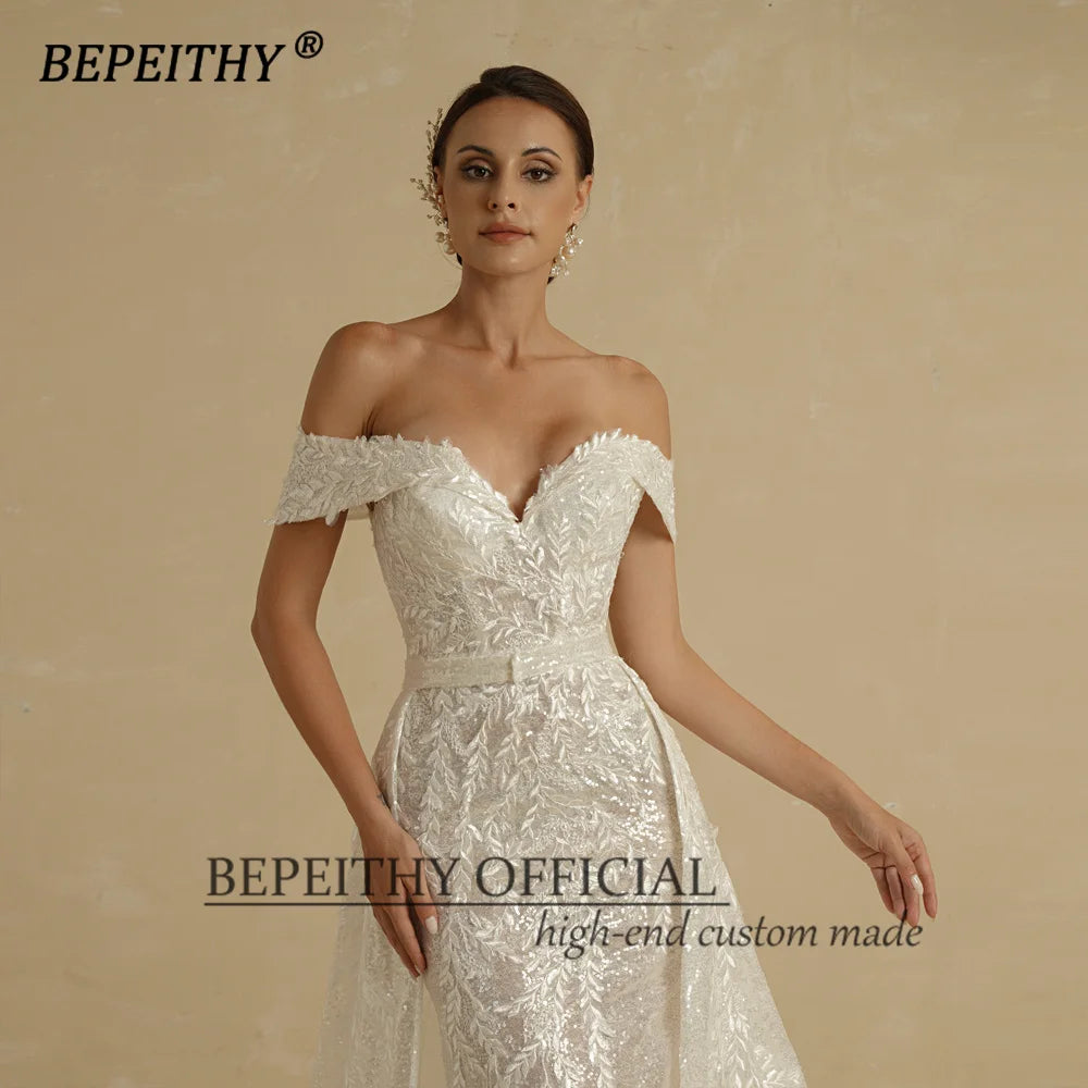 White Bridesmaid Dresses: Ivory Sequins Mermaid Wedding Dresses For Women