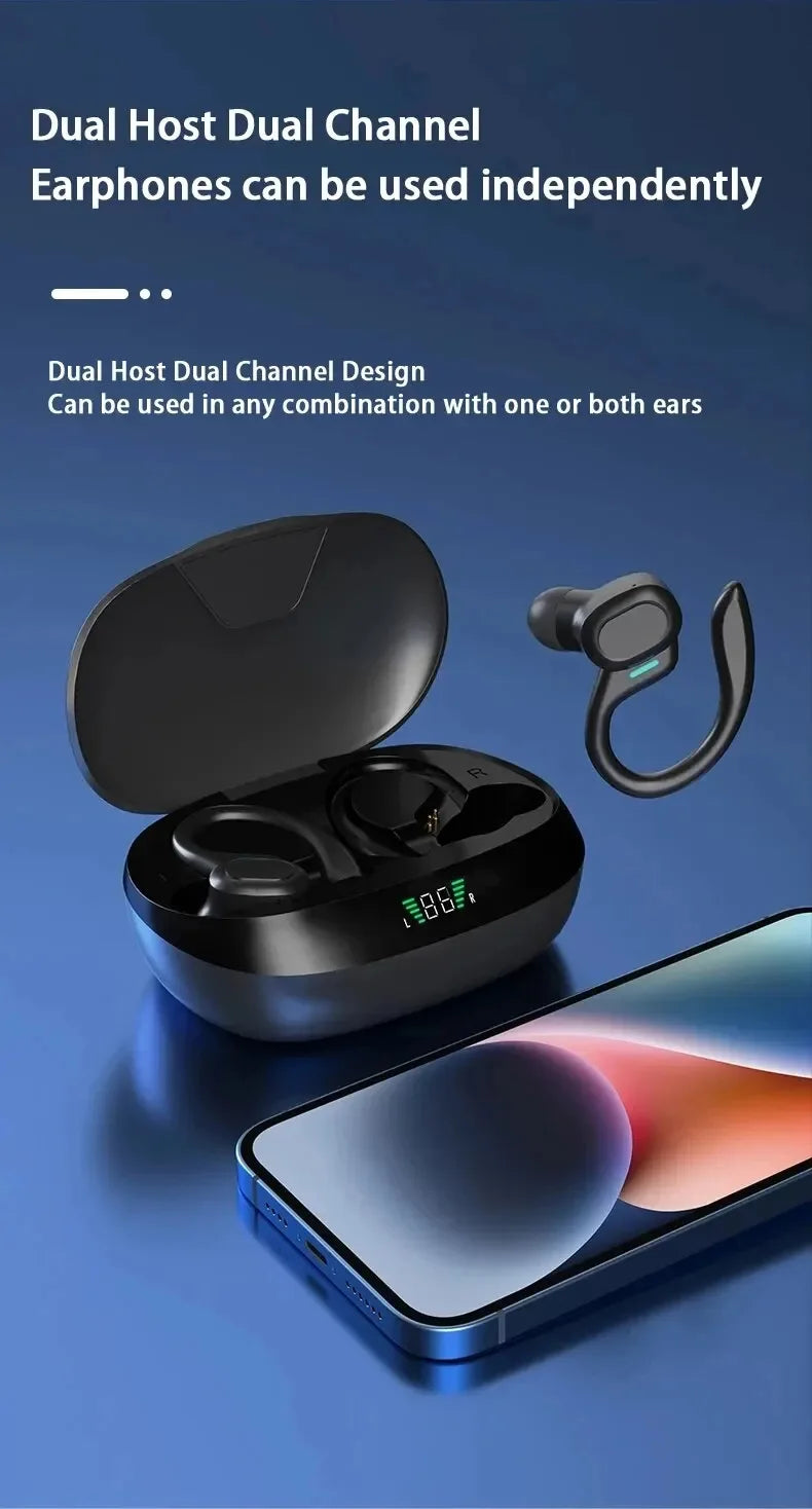HOMEFISH SP16 Ear Hanging Sports Running Bluetooth Earphones with Long Battery Life Digital Display Noise Reduction  Earphones