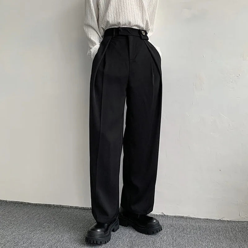 Men's Straight Suit Trousers Male Loose Solid Color Wide Leg Pants Spring