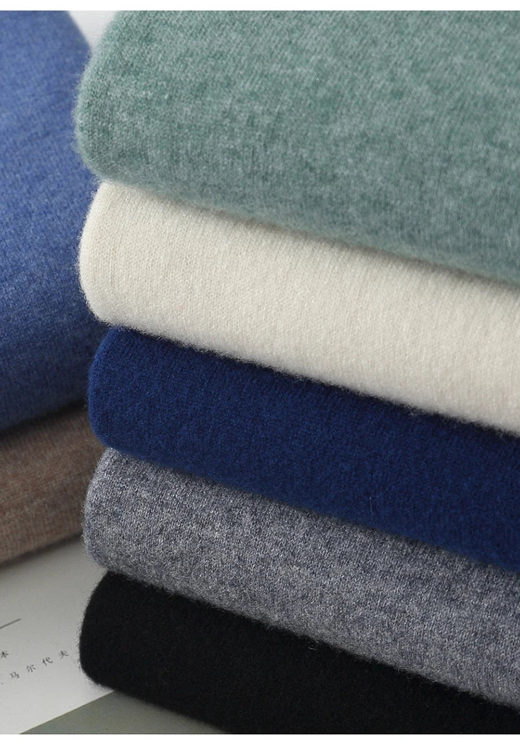 Merino Wool Hot Cardigans Men Lapel Pullover Long Sleeve POLO Neck Sweaters