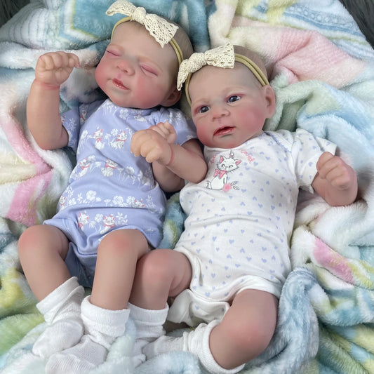 17/18 inch Adorable Lifelike Reborn Baby Dolls Pascale and Elijah Cloth Body Twins Baby Newborn Doll
