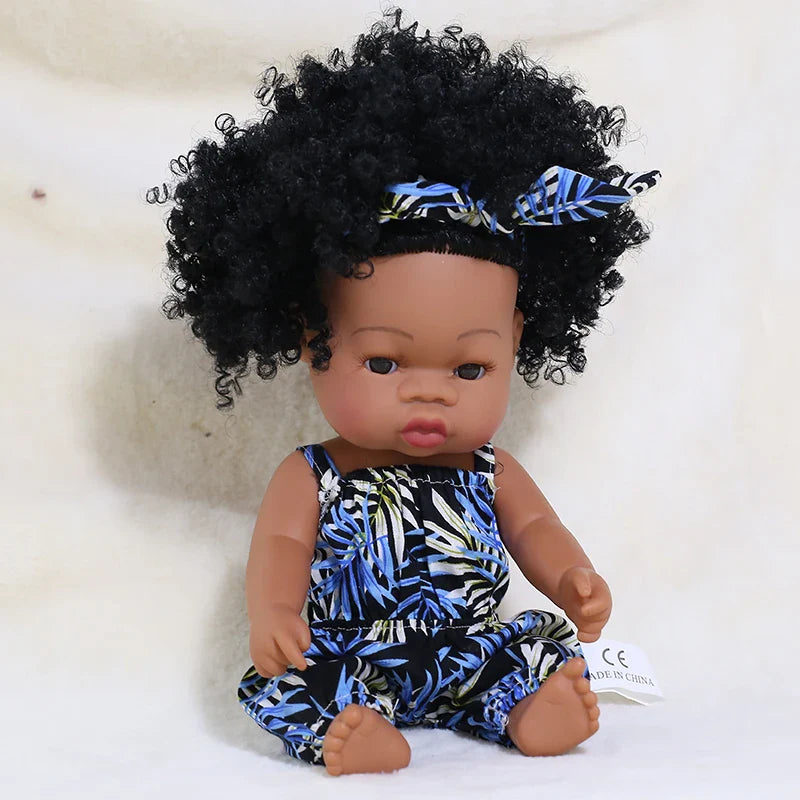 14inch Full Body Vinyl Bebe Reborn Dolls Soft Lifelike Baby Toys American Reborn Black Baby Doll Vinyl Baby Doll Toys Girls Boys