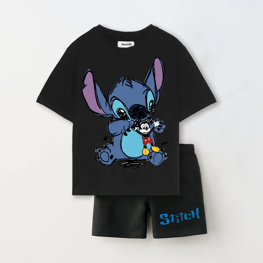 Fashion Boys Casual Sports Clothes Sets Summer Short Sleeve Cartoon Kids Boys Outfits Mickey Toddler Boy Tshirt + Shorts