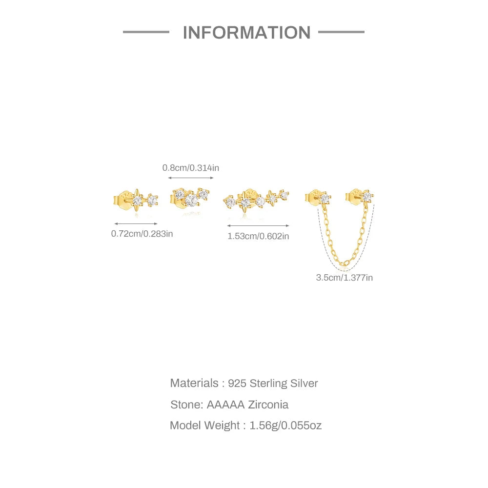 ROXI 925 Sterling Silver WaterDrop/Flower/Pearl Earring Set For Women 18k Gold Plated 3 piece Earring Party Jewelry Gifts