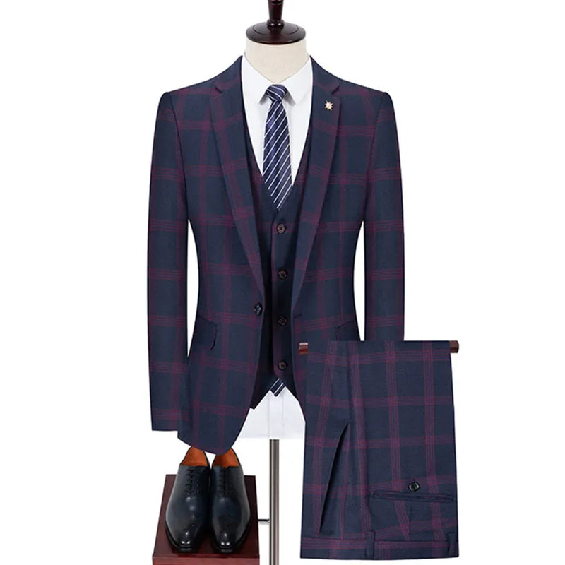 Tuxedo for Mens: Blazers Pants Vest Set 3 Pieces Set Men's Business Casual
